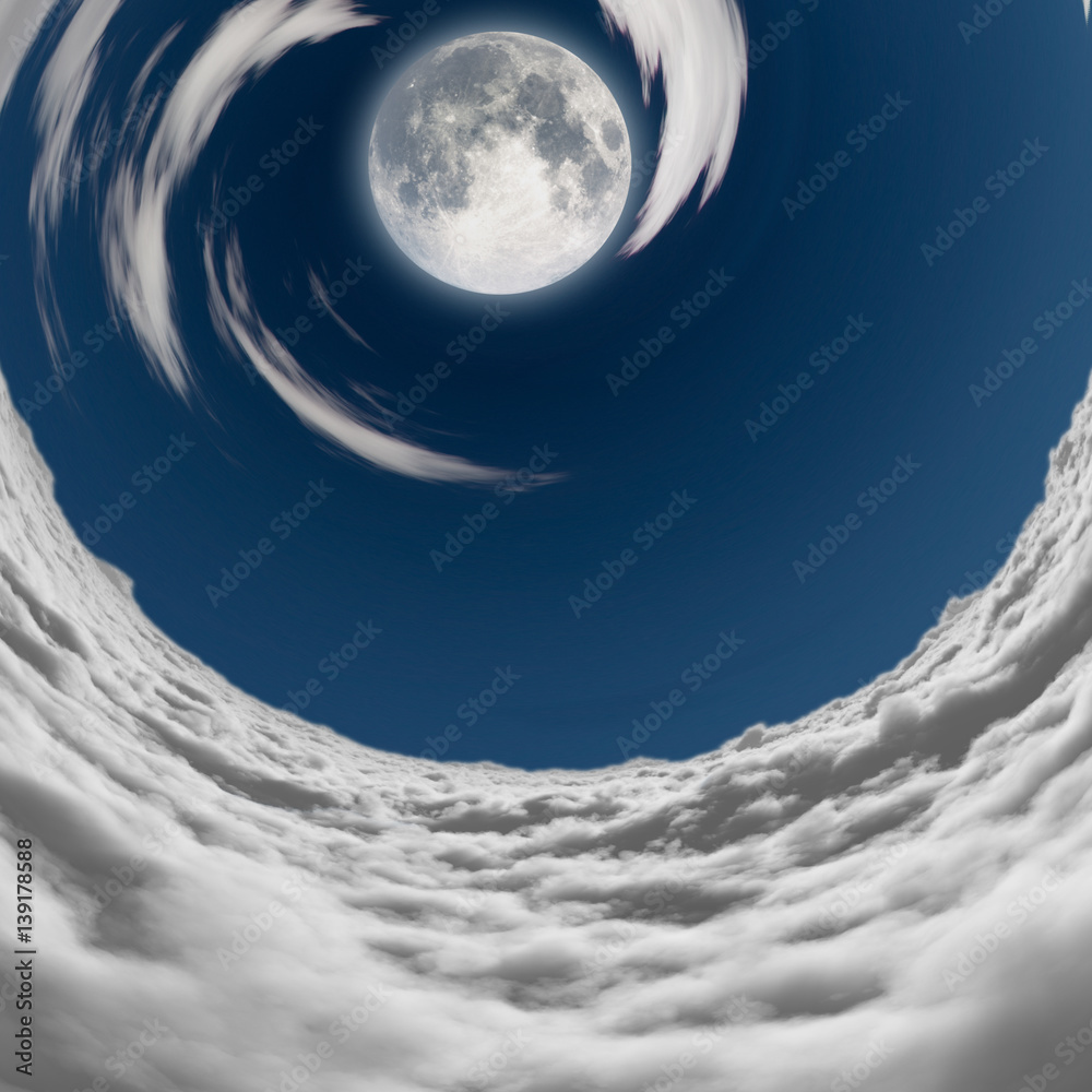 Wall mural big full moon in a vortex of clouds some elements provided courtesy of nasa