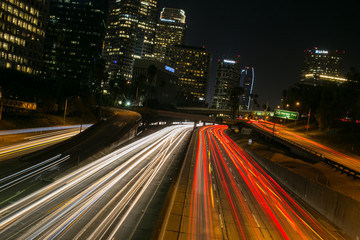 Fototapeta na wymiar night life, city light, down town California