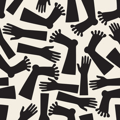 seamless monochrome human body with hands and feet pattern background