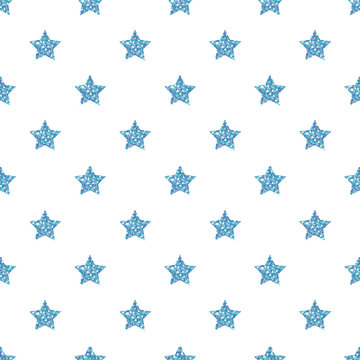 seamless blue glitter star  pattern background