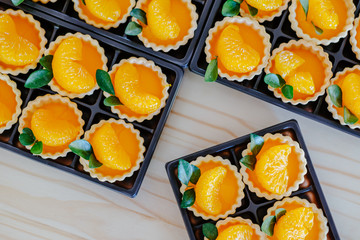 Variety of Fresh fruit pie tart, Top view