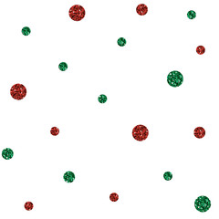 SEAMLESS GREEN AND RED DOT GLITTER PATTERN ON WHITE BACKGROUND