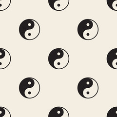seamless monochrome yin yang pattern background
