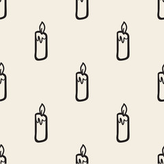 seamless monochrome hand drawn candle pattern background