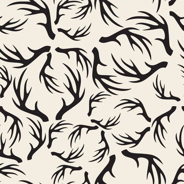seamless monochrome antler pattern background