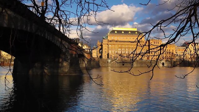 Legion bridge and National Theatre in Prague
