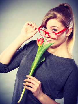 Passionate lady in glasses.