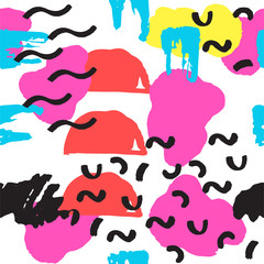 Universal memphis seamless pattern endless abstract fills style and surface textures colorful geometric ornament background vector illustration.