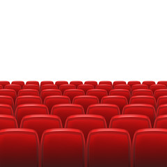 Fototapeta premium Red seats with white blank screen and space for your text