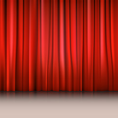 Close view of a red curtain. 3D illustration background for your presentation