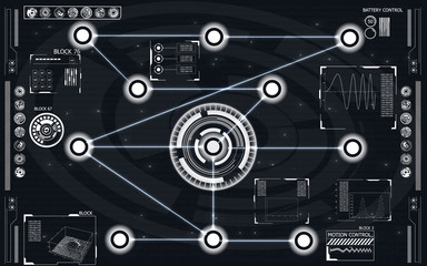 Radar screen. Vector illustration for your design. Technology background. Futuristic user interface. HUD.