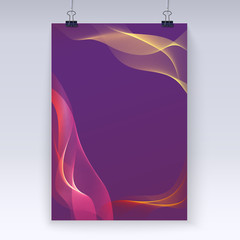 Wavy flowing abstract design template flyer, poster mock-up for your design, 3D illustration