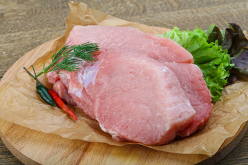 Raw pork steak