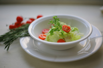 lettuce salad with parsley and cherry tomatoes