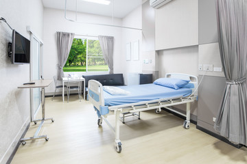 Hospital room with beds and comfortable medical equipped in a modern hospital