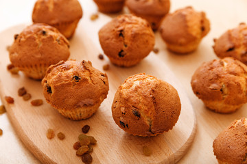 Muffins with raisins. Homemade cake