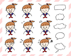 手書き　女子校生　セット