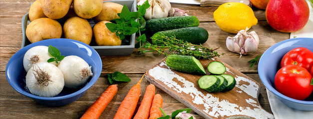 Raw organic vegetables. Healthy Food background.