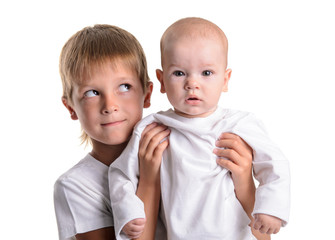 brother with baby. Happy family