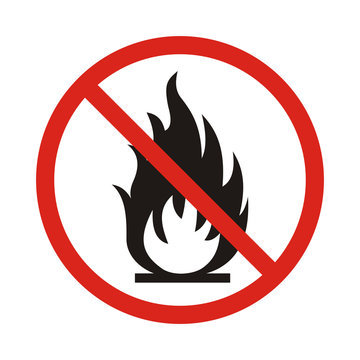 No Fire sign. Prohibition open flame symbol. Red icon on white background. Vector