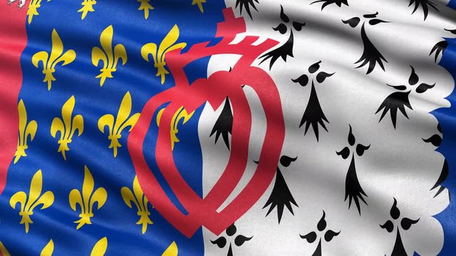 Seamless loop of Pays de la Loire regional state flag in France waving in the wind. Realistic loop with highly detailed fabric.