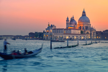 Fototapeta na wymiar Santa Maria della Sallute in Venice, Italy, at sunset