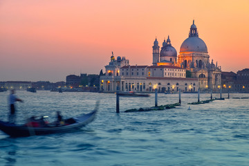 Santa Maria della Sallute in Venice, Italy, at sunset