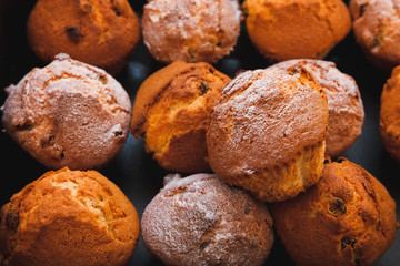 Muffins with raisins. Homemade cake
