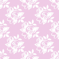 Flowered dotted Seamless Pattern. Vector background with vintage roses