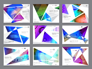 Colorful geometric brochure design. Leaflet abstract background. Modern layout template. Vector