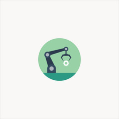 industrial robot icon flat design