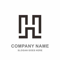 Monogram Letter H Geometric Square Strips Architecture Interior Furnishing Business Company Stock Vector Logo Design Template 