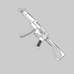 Automatic firearms, pistol, rifle, machine gun, in a linear style