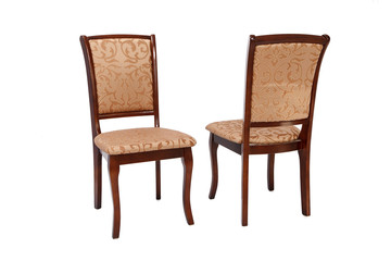 Wooden comfortable brown chairs isolated on white background