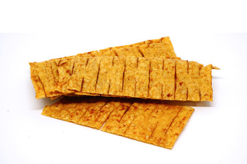 Crushed dried squid isolated