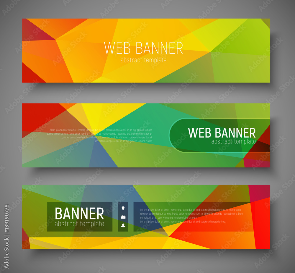 Aufkleber web banners with abstract colorful polygonal backgroun