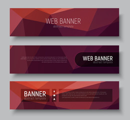 horizontal web banners, abstract polygonal brown background