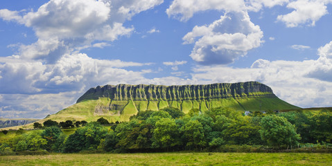 Typical Irish landscape with the Ben Bulben mountain called "table Mountain" - Ireland