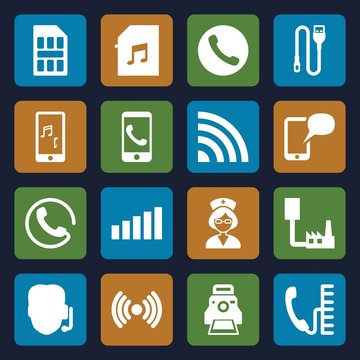 Set of 16 phone filled icons