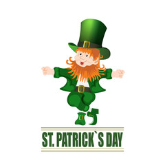 Patrick Day. Cheerful leprechaun green hat. illustration
