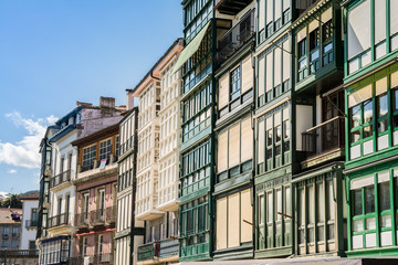 Fototapeta na wymiar aligned basque houses 