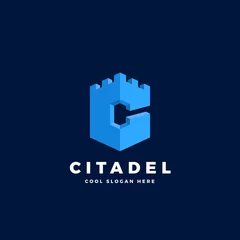 Foto op Canvas Citadel, Castle or Tower in the Form of Letter C. Abstract Vector Sign, Emblem or Logo Template. © createvil