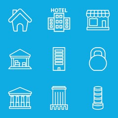 Set of 9 building outline icons