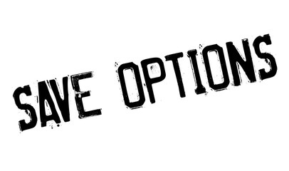 Save Options rubber stamp. Grunge design with dust scratches. Effects can be easily removed for a clean, crisp look. Color is easily changed.