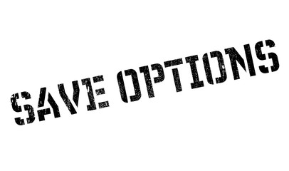 Save Options rubber stamp. Grunge design with dust scratches. Effects can be easily removed for a clean, crisp look. Color is easily changed.