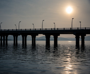 Fototapeta na wymiar view of bridge in the river,in wuxi city,jiangsu province,China.