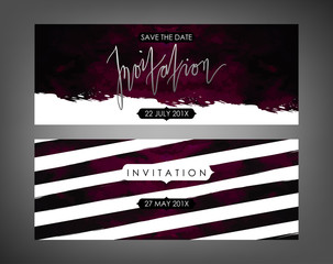 Trendy vector invitation templates. Watercolor paint textured stripes texture. - 139195951
