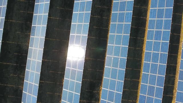 Aerial view of solar panels from the drone