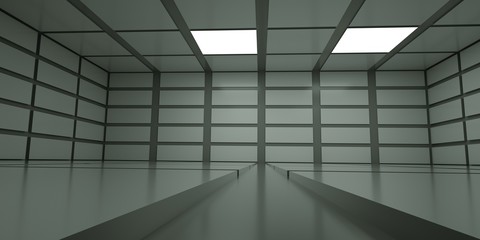Empty abstract space with light , 3 d render