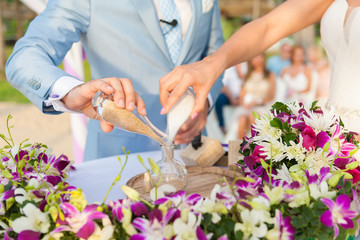 Blending of the sands at wedding ceremony - 139200743